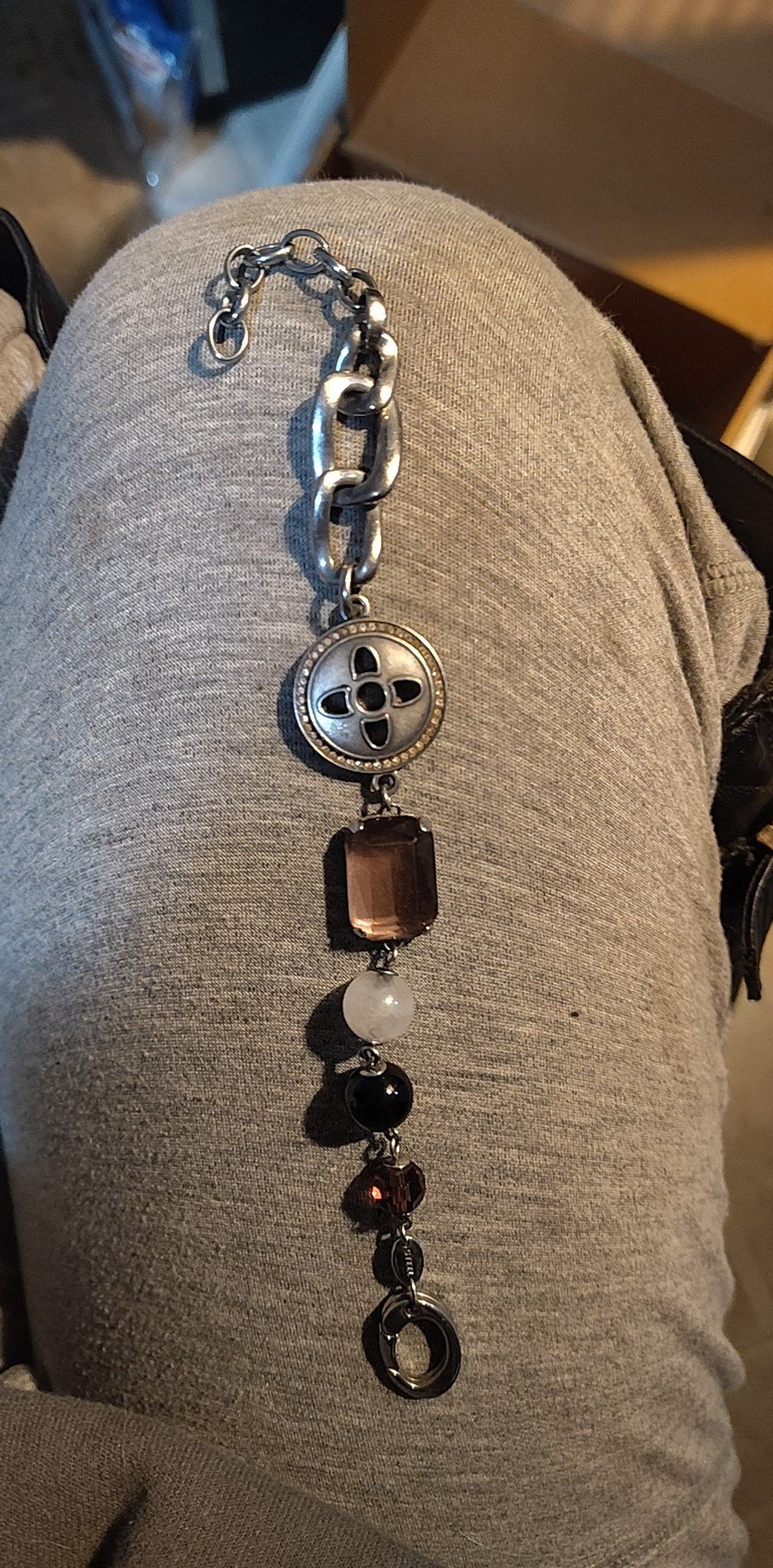 fossil Silver Tone Multi-Charm Bracelet