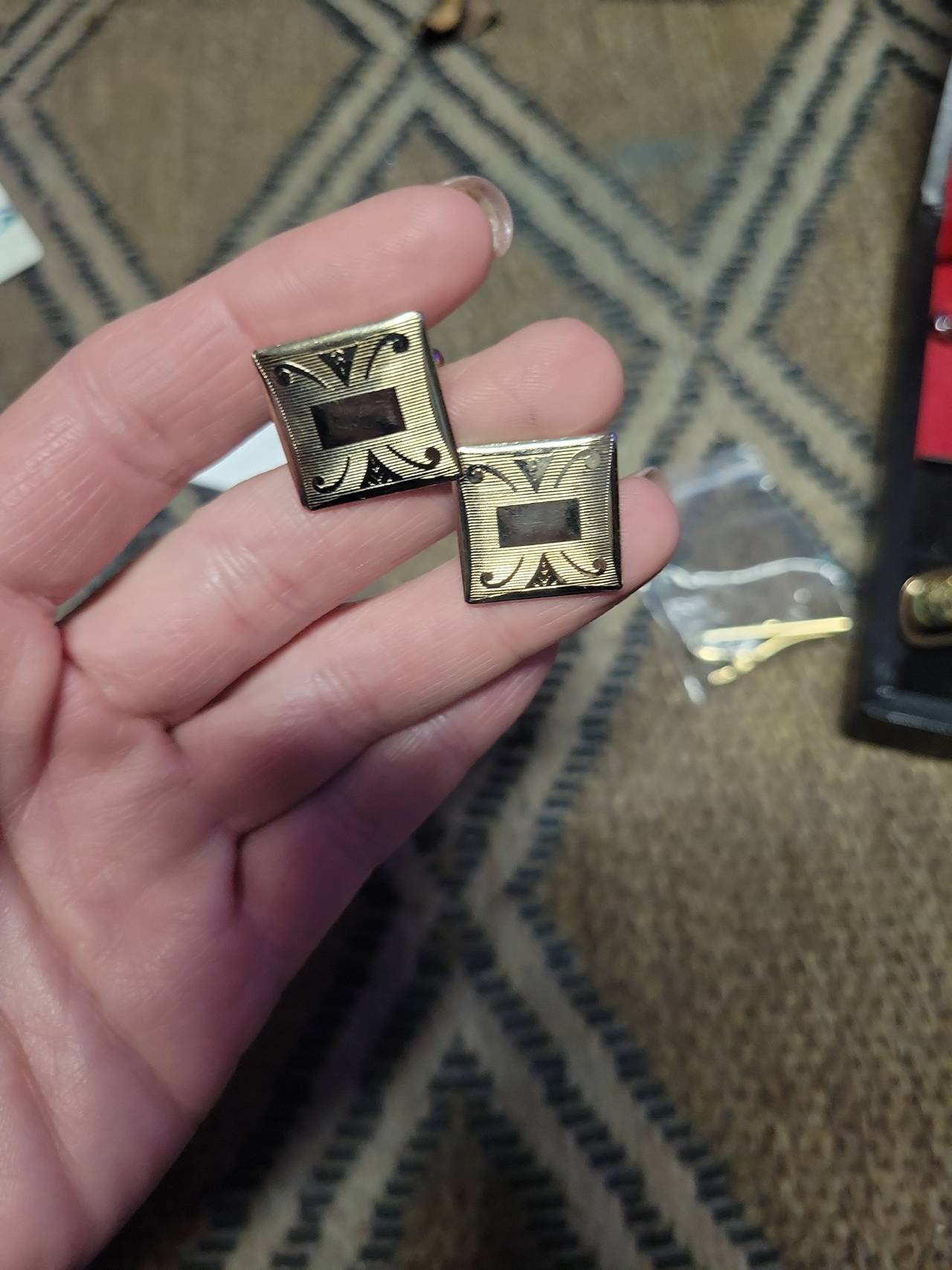Vintage Art Deco Gold Tone Cufflinks