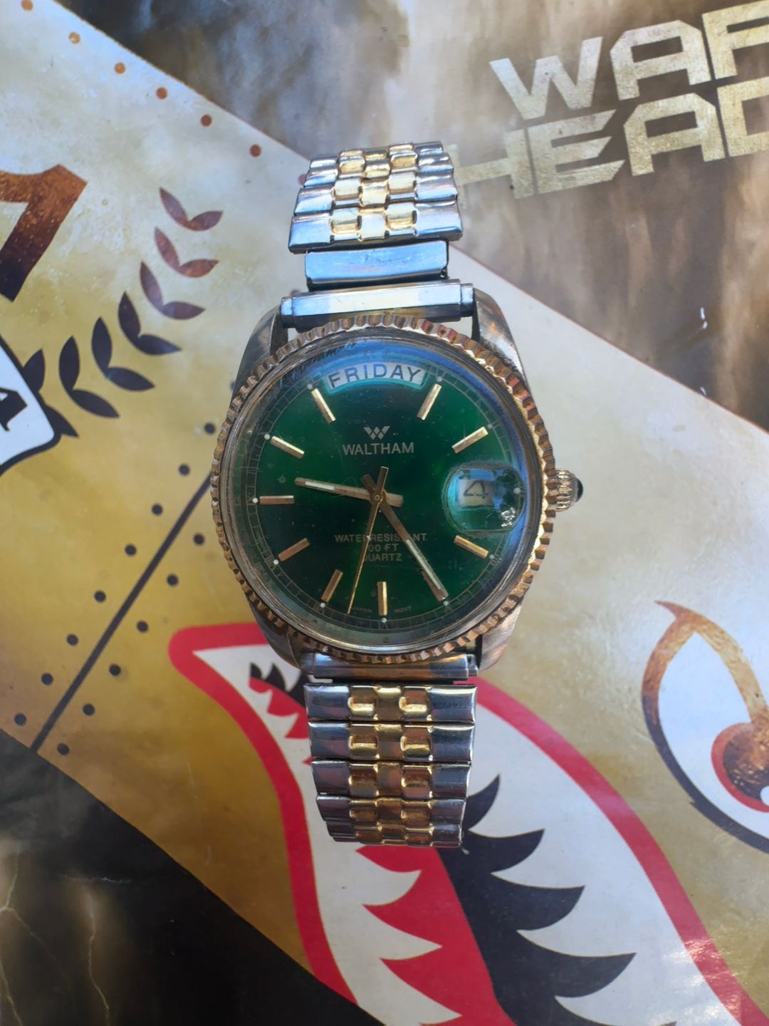 Waltham Vintage Presidential Day-Date Quartz Watch Two-Tone Gold/Silver