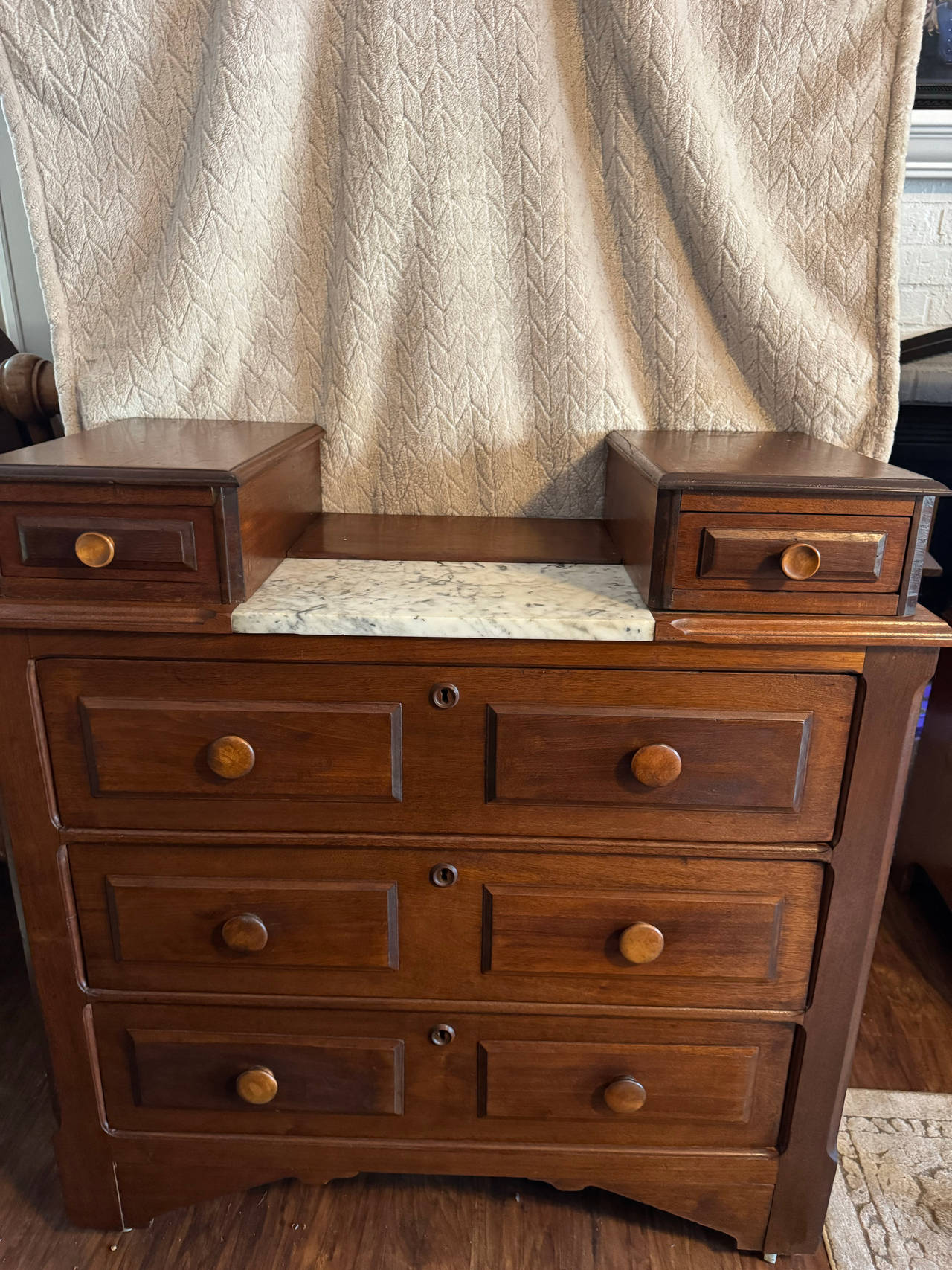 Antique Marble Top Gentleman Dresser with Glove Drawers