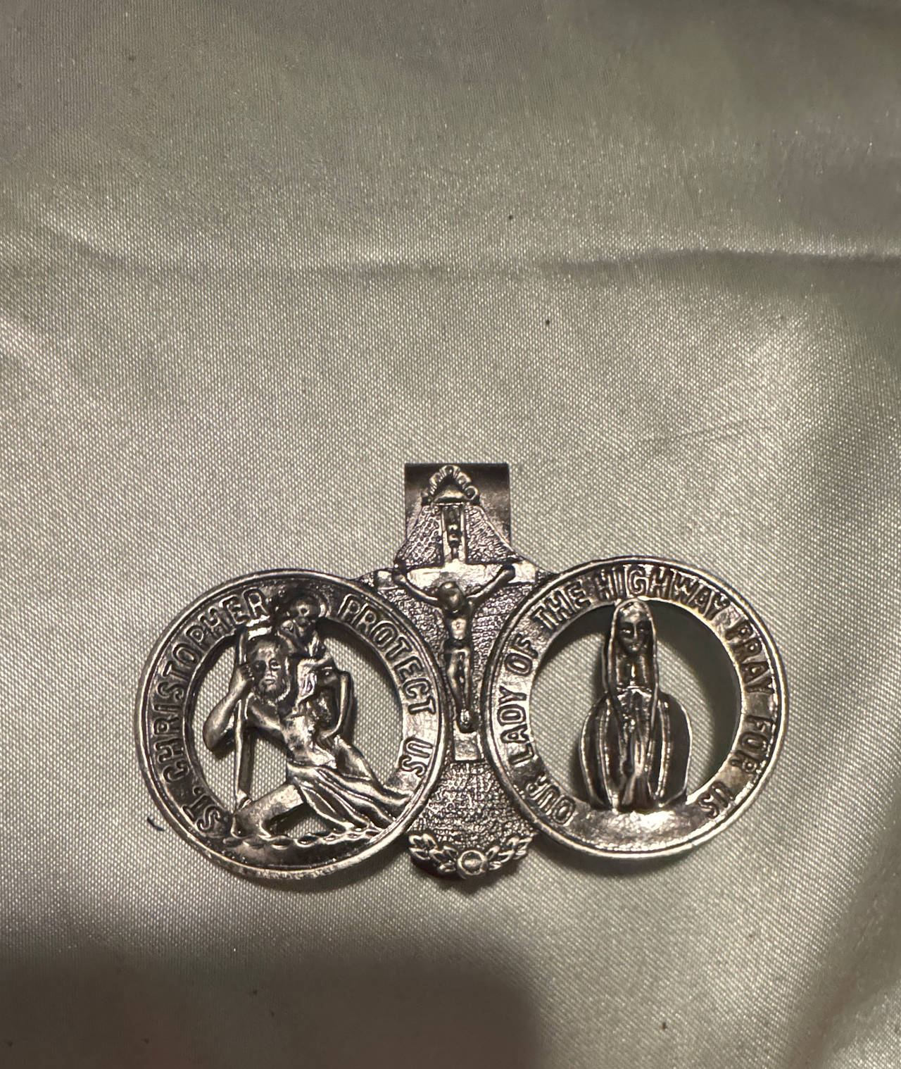 St. Christopher and Our Lady of the Highway Car Visor Clip