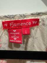 Flamenco gray Floral Embroidered Peasant Blouse with pink accents women’s size M - Image 6