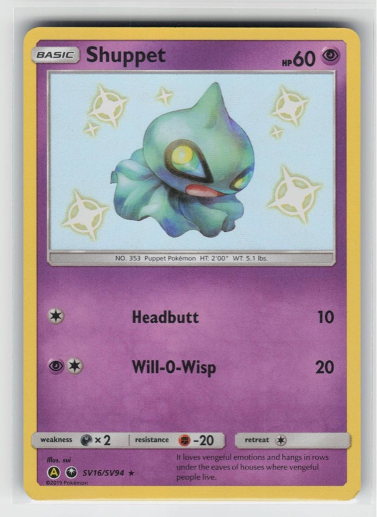 Pokemon Shuppet SV16/SV94 Holo Shiny Vault