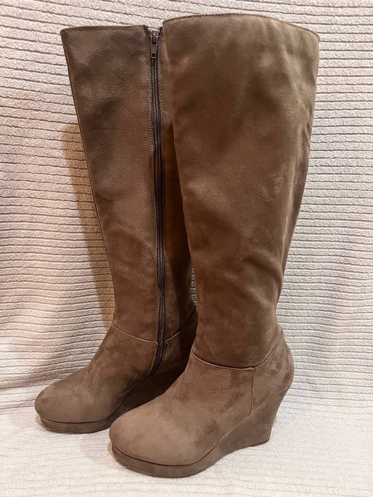 Women's Tall Faux Suede Wedge Boots