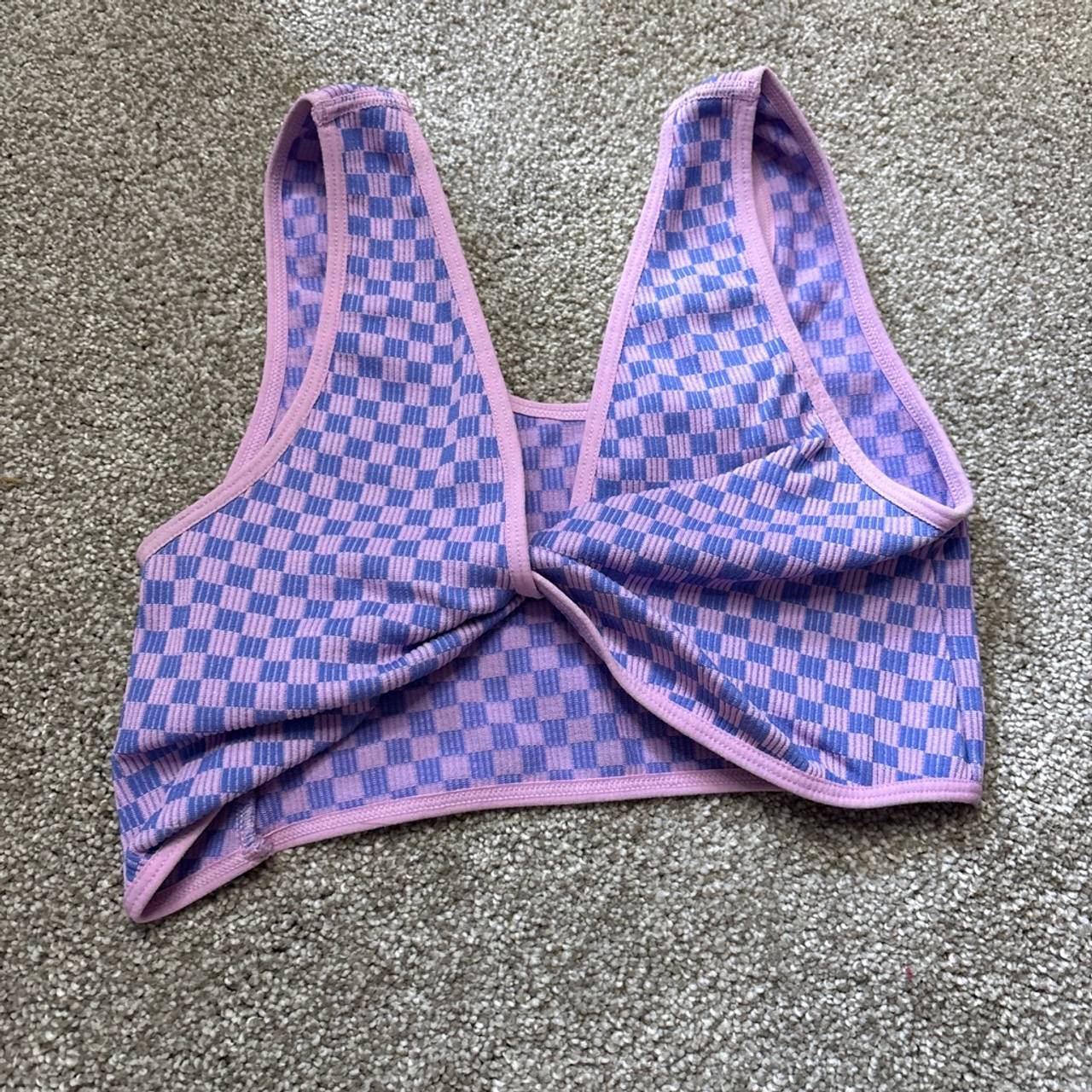 Wild Fable Checkered Twist Front Crop Top