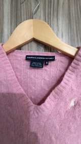 Ralph Lauren Sport Pink Cable Knit V-Neck Sweater size Small - Image 2