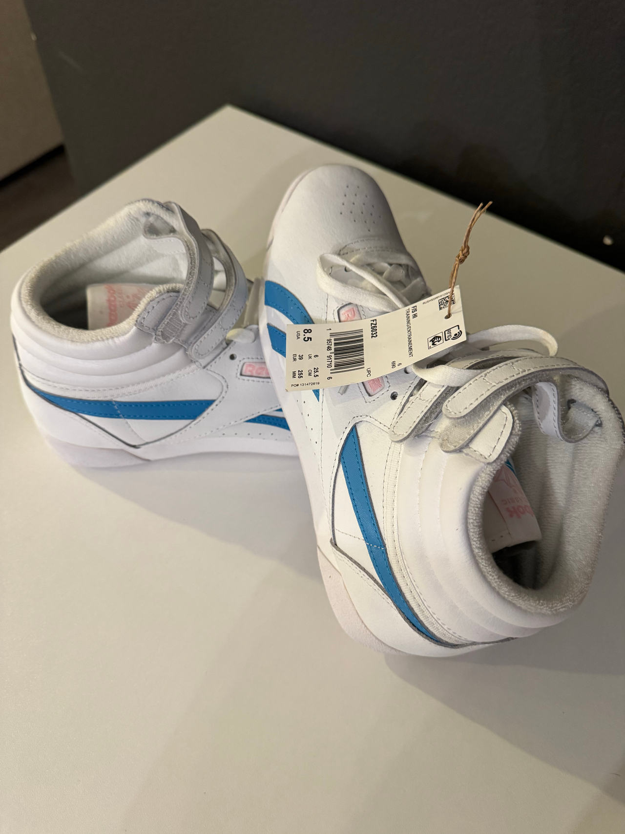 Reebok Freestyle Hi White/Blue/Pink