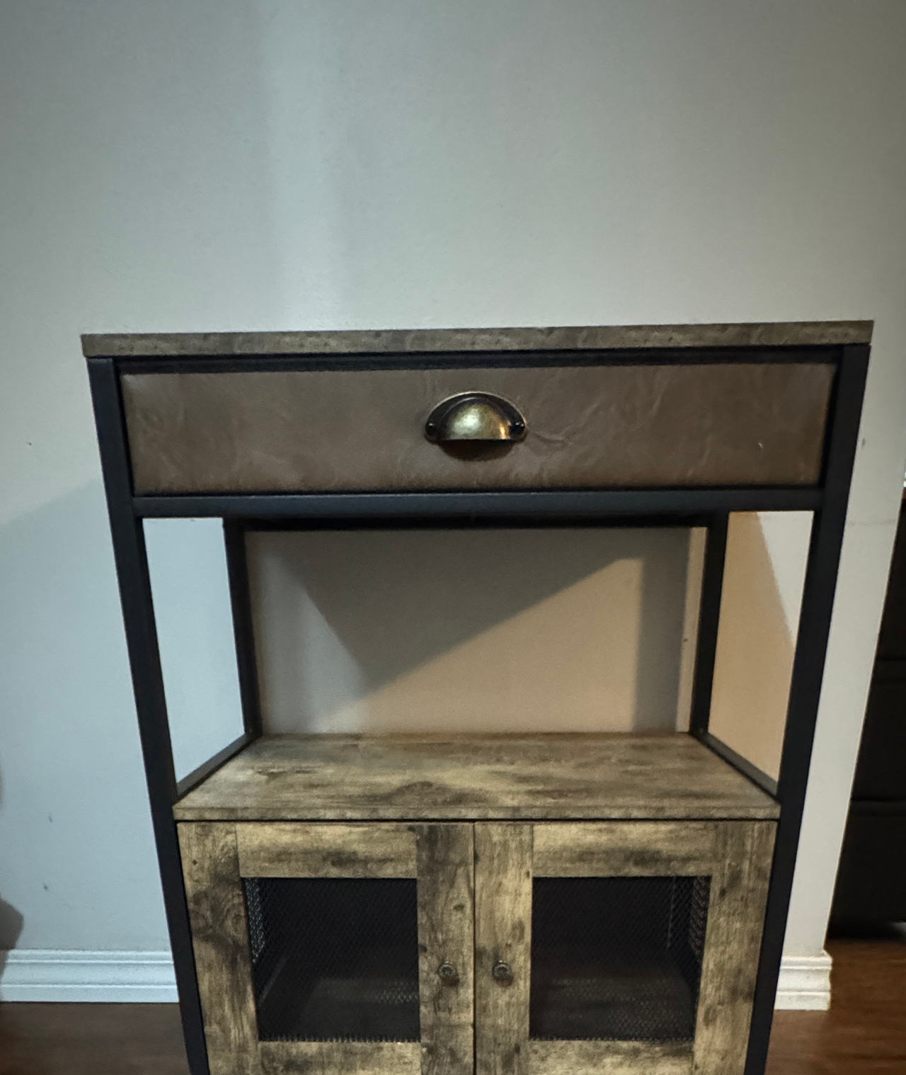 Industrial Side Table with Storage