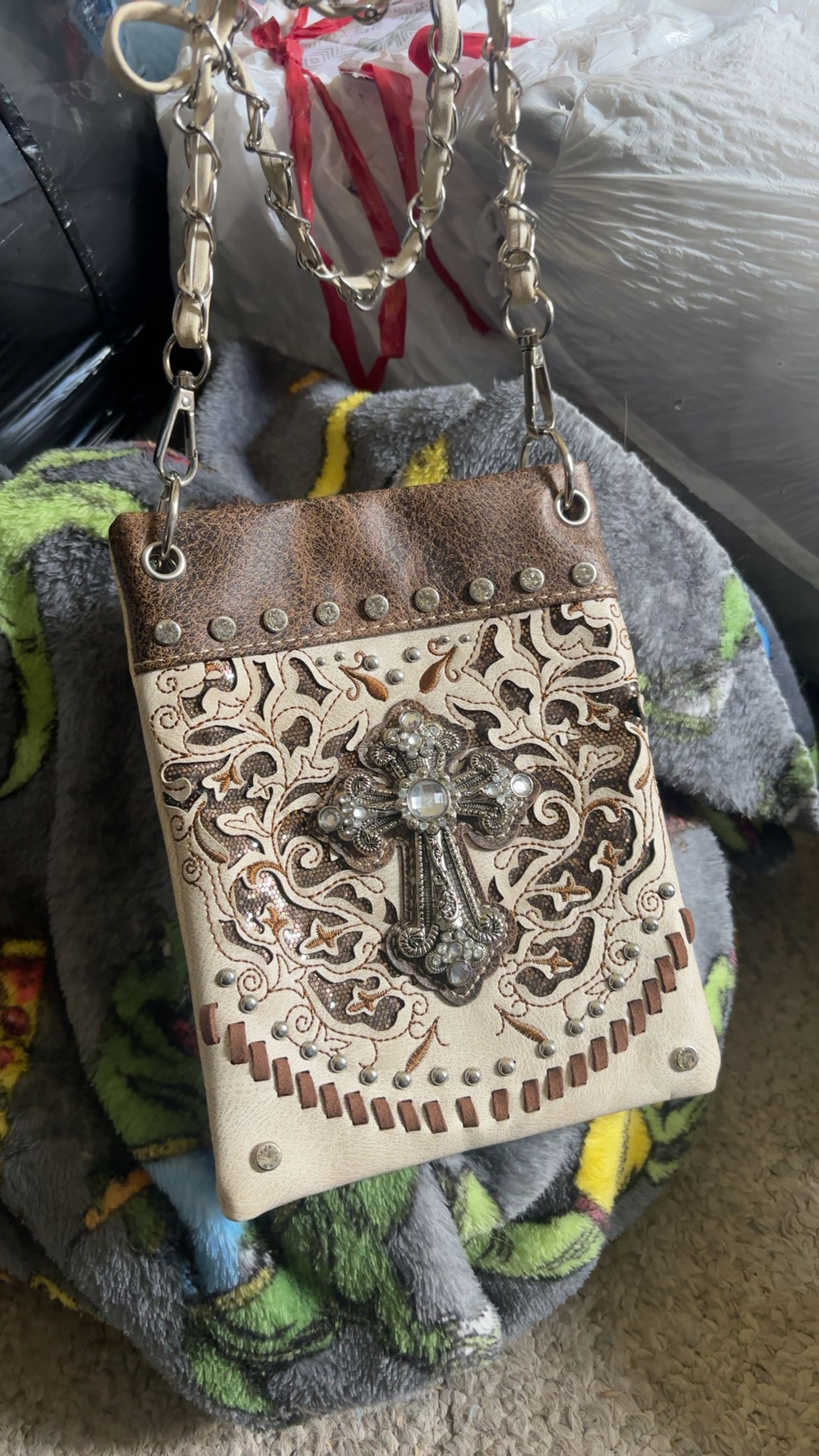 Brown Small Faux Leather Crossbody Messenger Bag 6x8x1 in