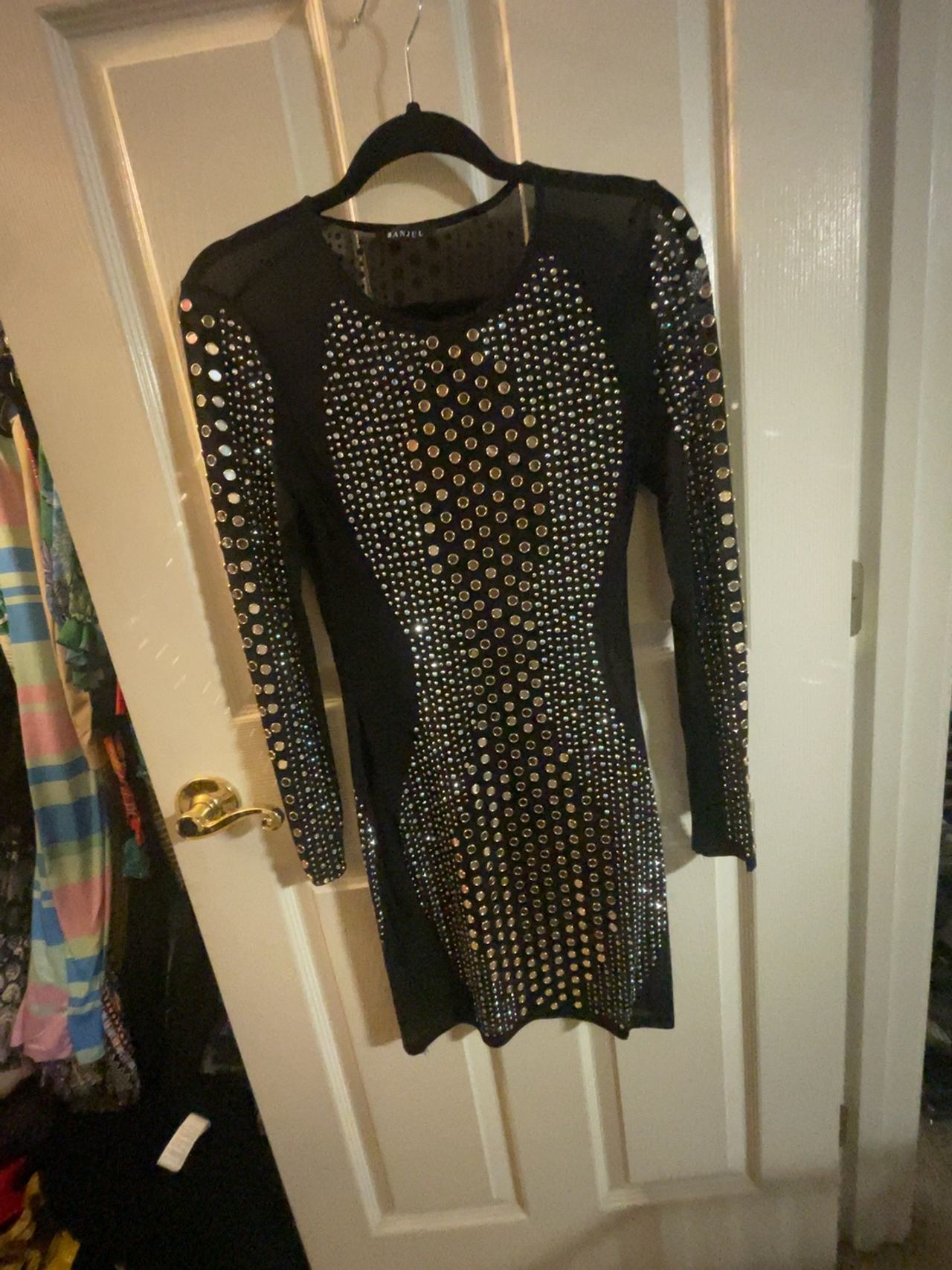 BANJUL Mesh Jeweled Mini Dress