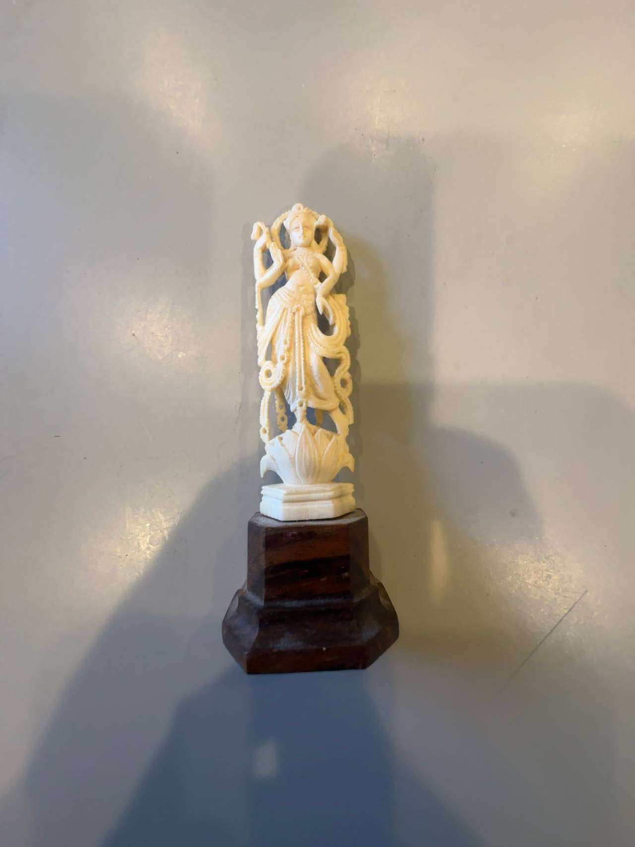 Indian Carved Ivory Figure of Saraswati