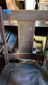 Antique Mission Style Oak Armchair - Image 2