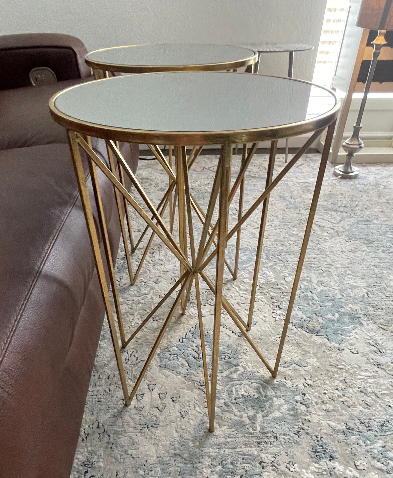 HomeGoods Geometric Gold Mirrored Side Tables