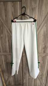 New Women’s Champion White Track Pants w/Green Stripes Pink lettering Size Large - Image 7