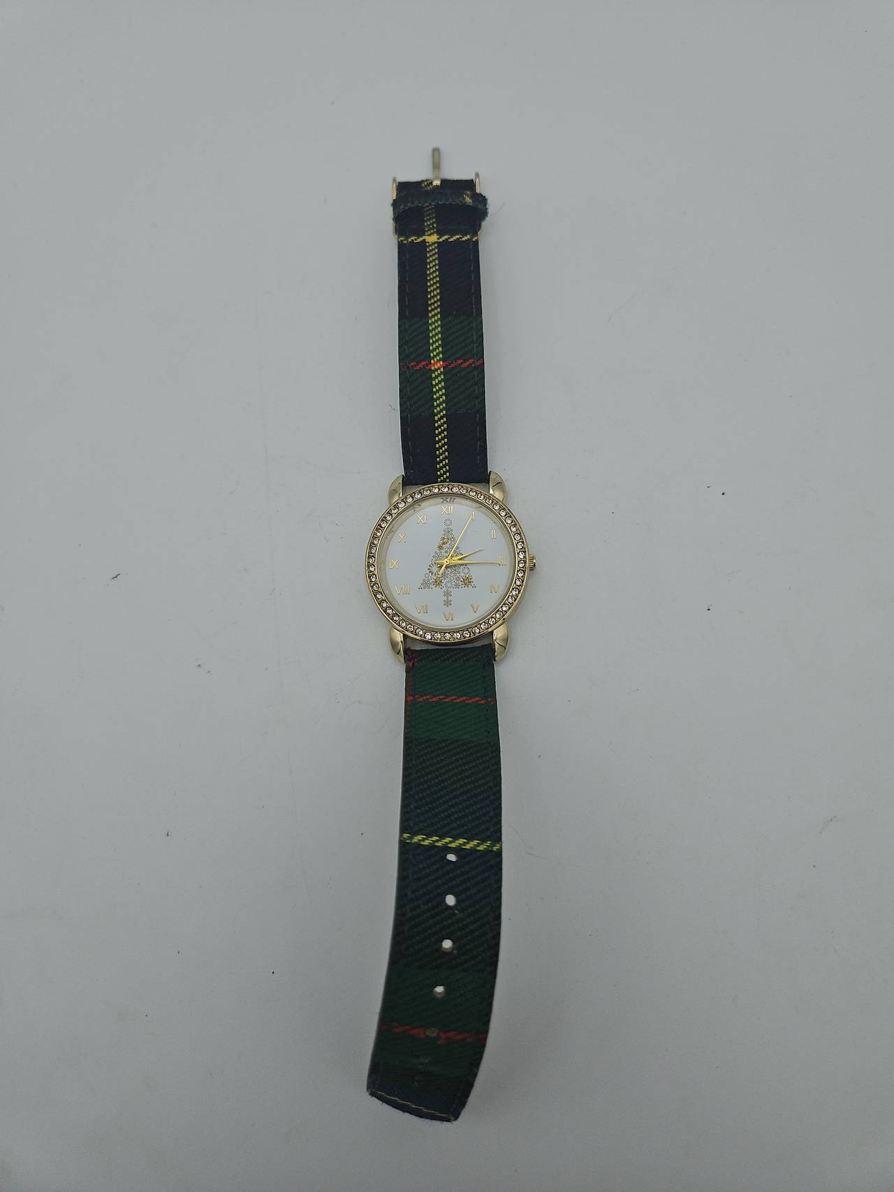 Gold-Tone Christmas Tree Holiday Watch with Crystal Bezel
