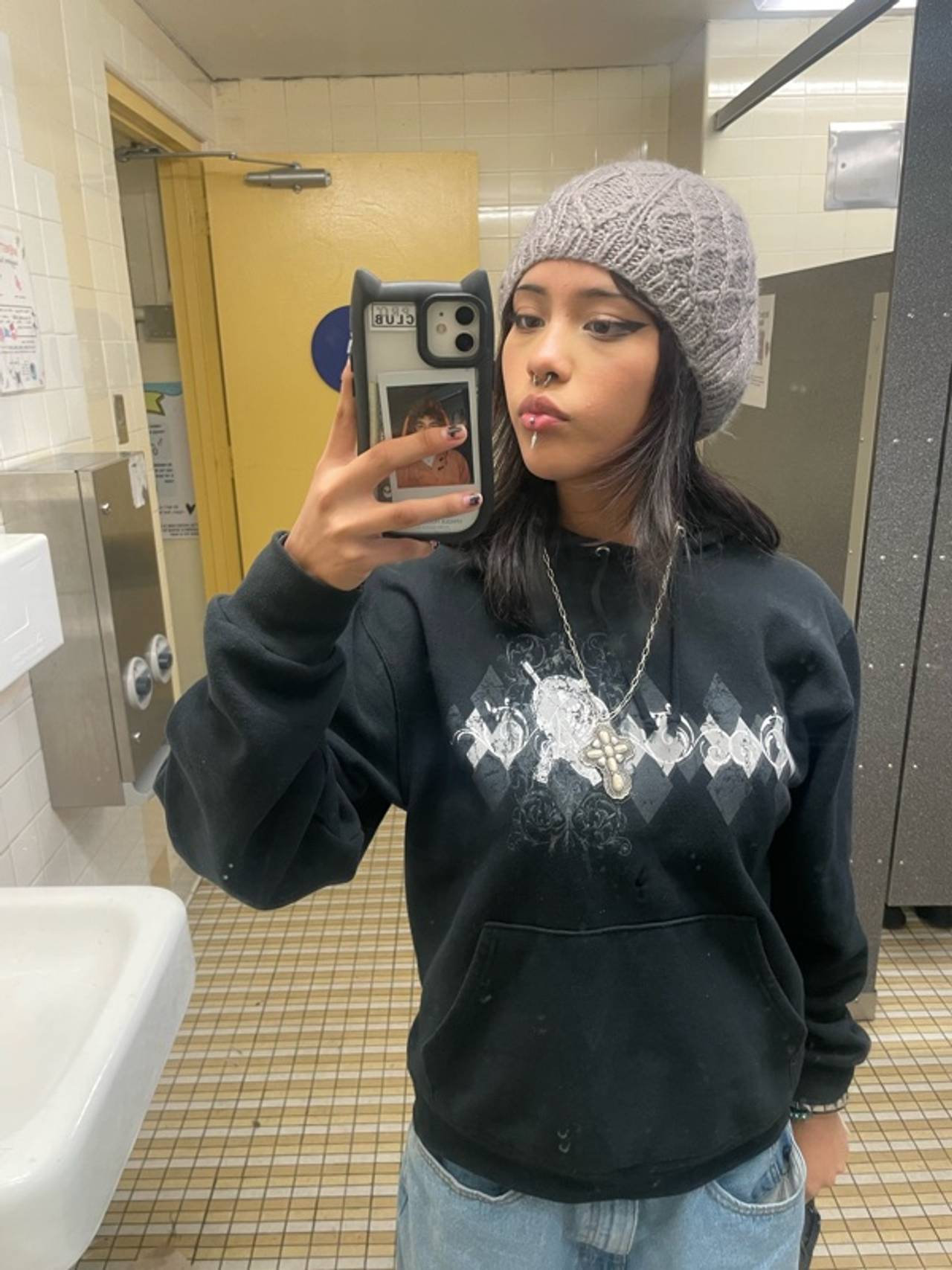Rhude Black Cross Printed Hoodie