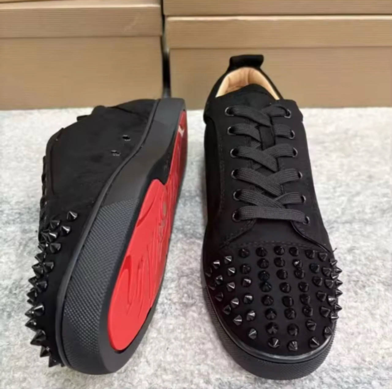 Christian Louboutin Louis Junior Spikes Sneakers Red Bottoms