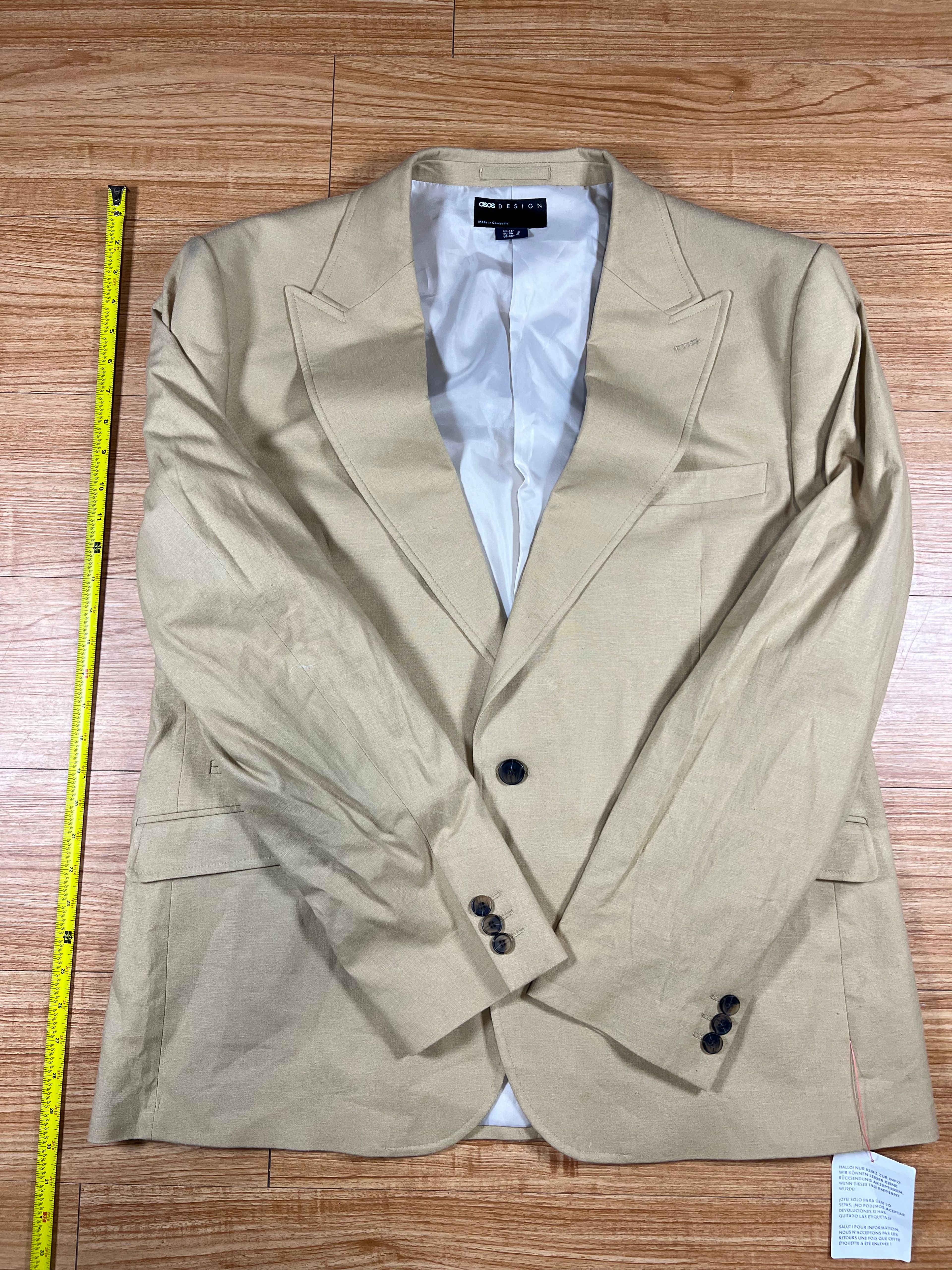 ASOS Men's Slim Fit Tan Cotton Blazer Sport Coat - Image 2
