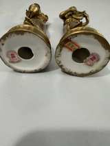 Vintage Ardalt Japan Verithin Porcelain Figurines Woman With Urn & Lyre Set of 2 - Image 2