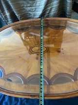 Vintage Oval Coffee Table with Scalloped Edge and Parquetry Inlay - Image 5