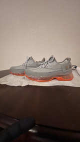 Balmain B-Bold Low-Top Knit Sneakers Grey Orange - Image 2