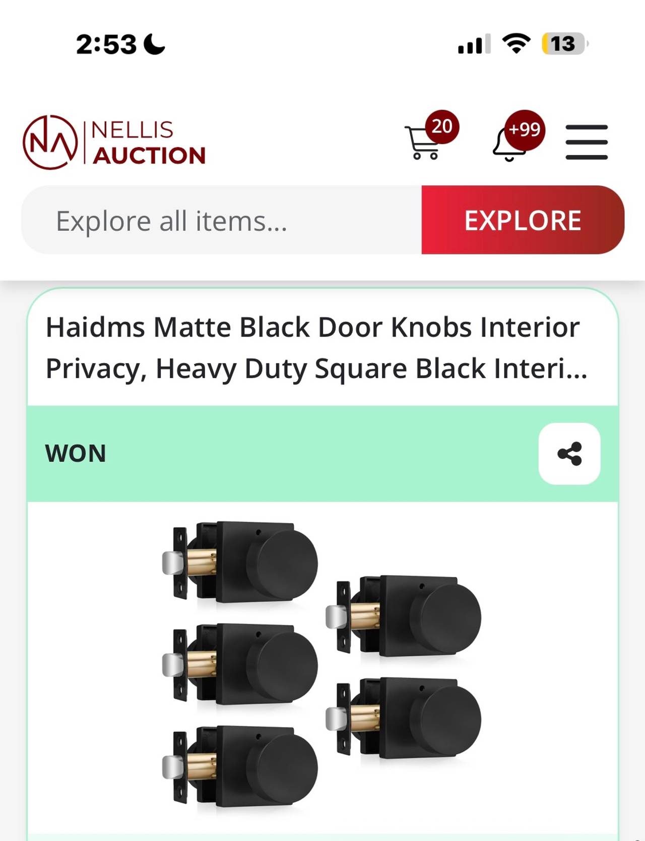 Haidms Matte Black Interior Privacy Door Knobs (4 Pack)