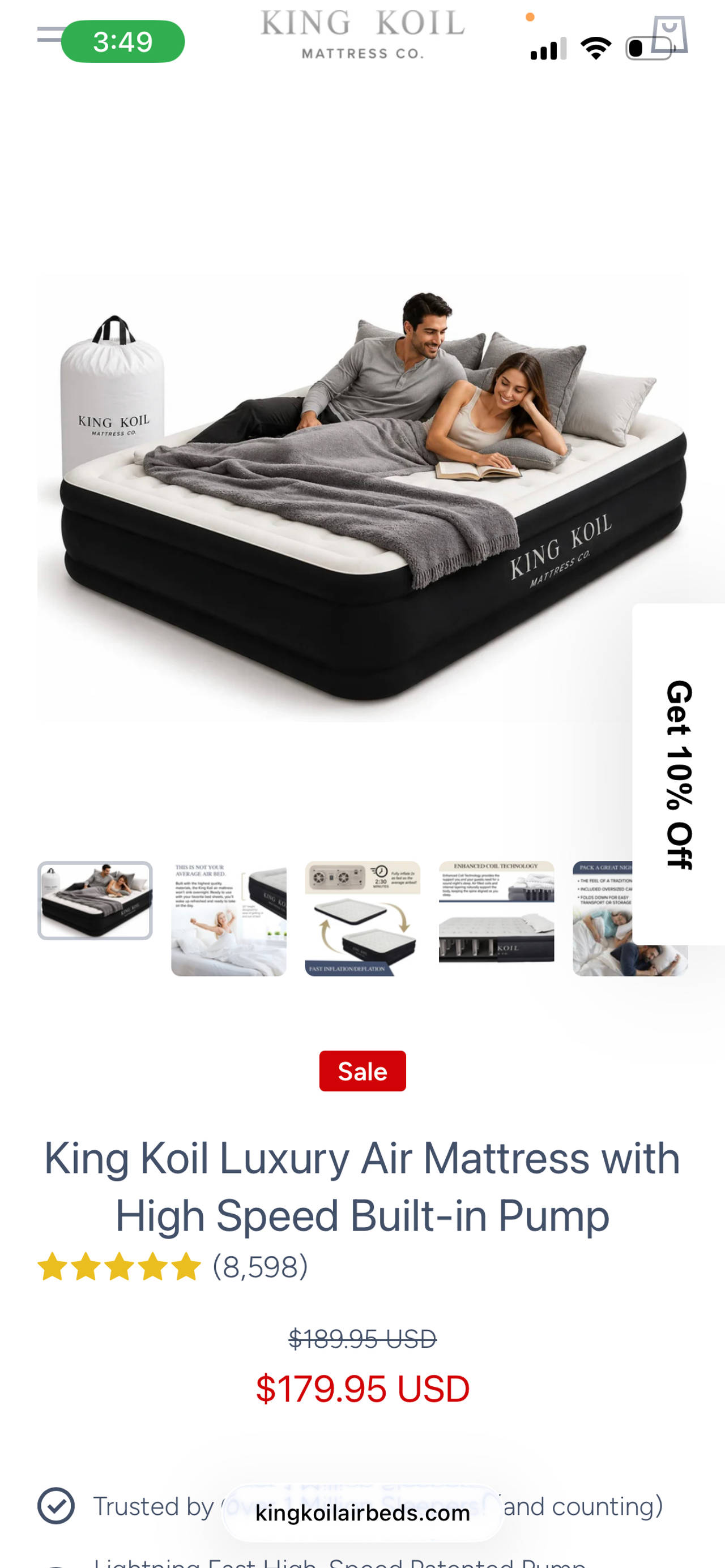 King Koil Luxury Air Mattress with High Speed Built-in Pump