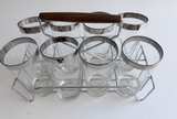 Vintage Libbey Silver Rim Highball Glass Set with Caddy - Image 1