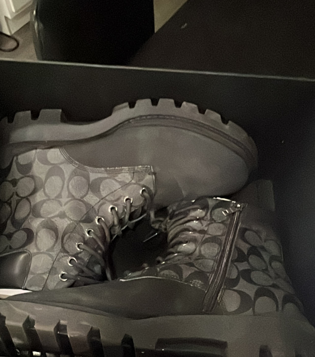 NWB*Coach CitySole Signature Canvas Boot charcoal/black size 10*