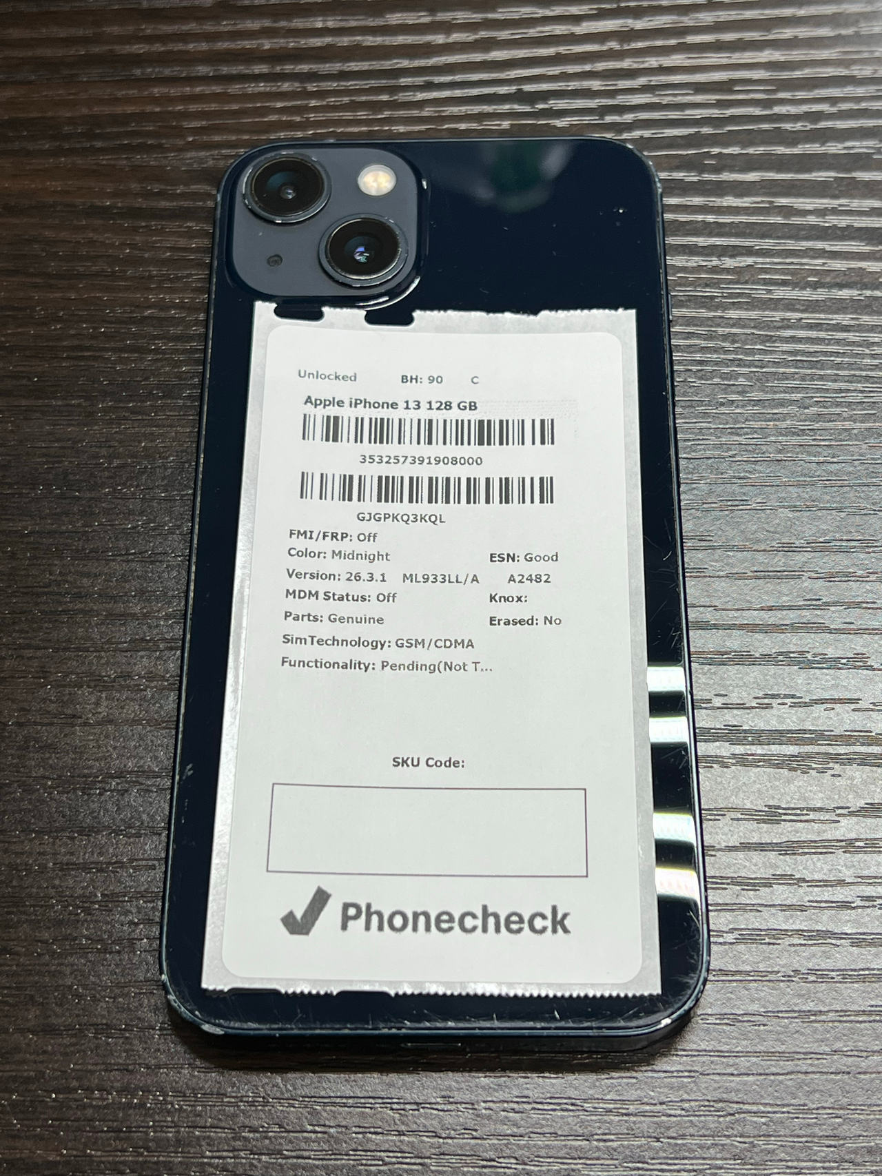 Apple iPhone 13 128GB Midnight unlocked 90% battery health