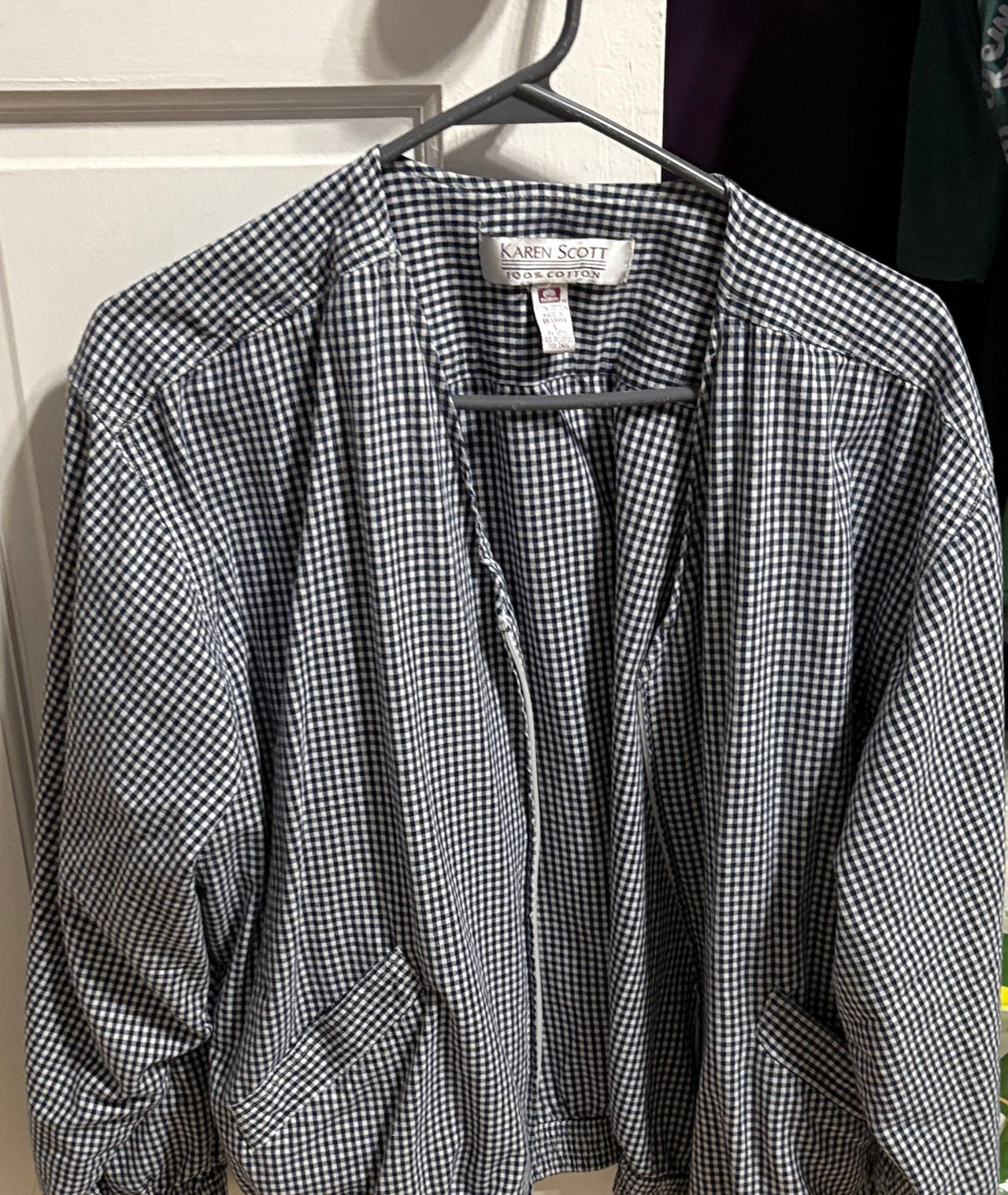 Karen Scott Gingham Cotton Jacket