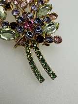 Vintage Joan Rivers Rhinestone Floral Brooch Flower Spray Bouquet Pin - Image 7