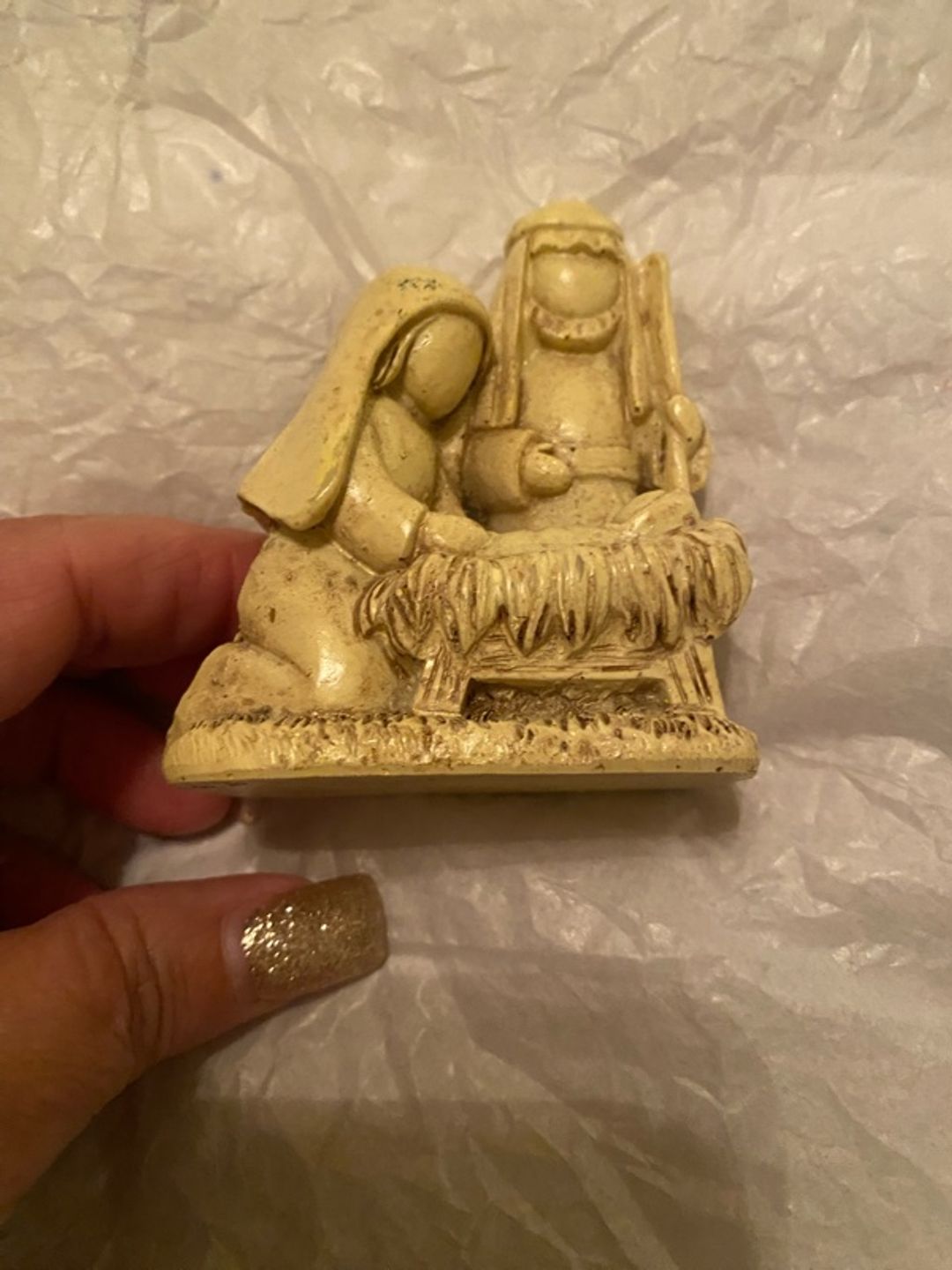 Vintage Resin Nativity Figurine Set (Mary, Joseph, Baby Jesus)