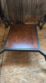 Rustic Wood and Metal End Tables with Glass Inset - Image 3