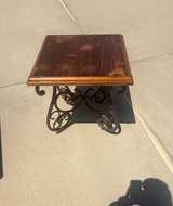 Rustic Wrought Iron and Wood End Table - Image 1