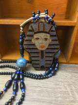 Vintage Egyptian Revival King Tut Pharaoh Beaded Necklace - Image 2