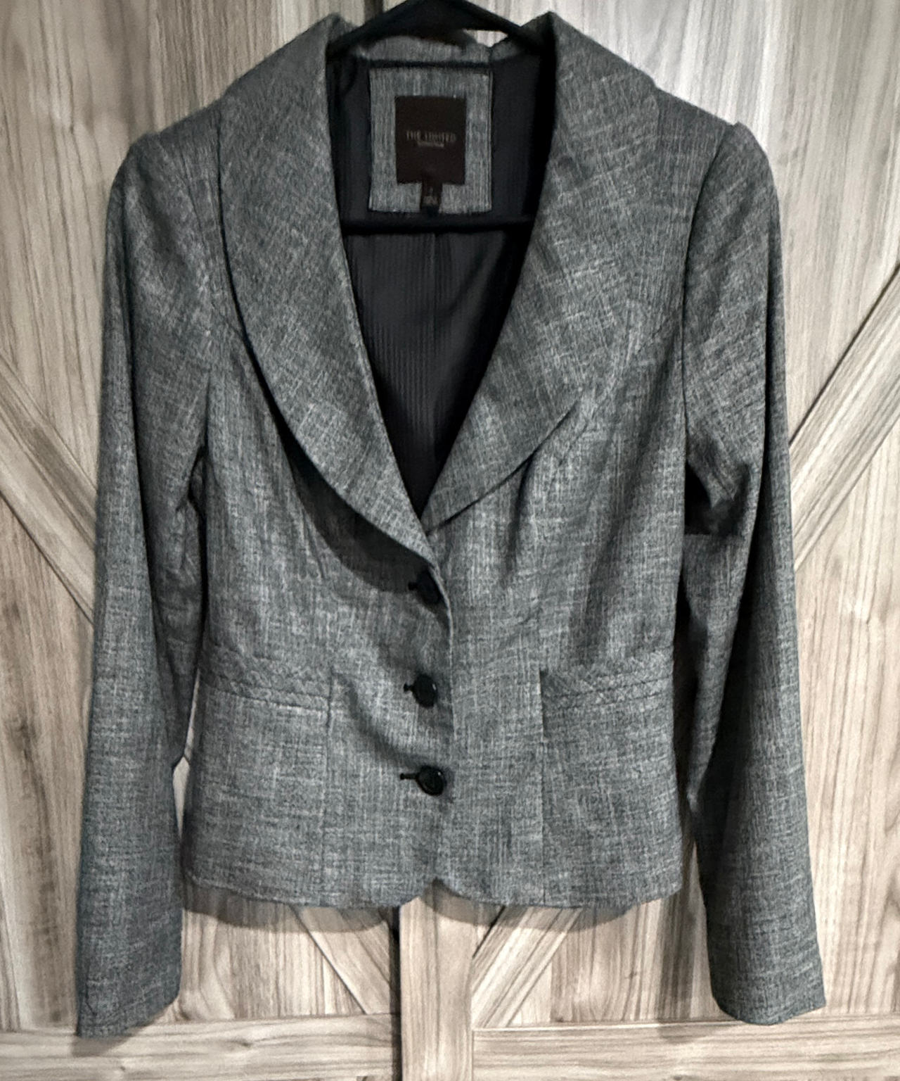 The Limited Gray Textured Cropped Blazer size 2 Jacket Business Casual