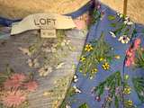 LOFT Blue Floral Puff Sleeve Dress - Image 3