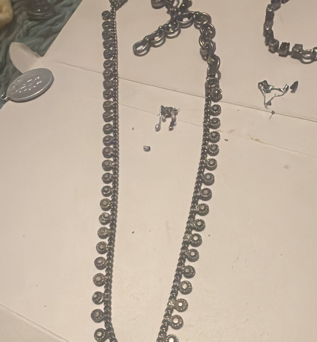 Silver-Tone Coin Charm Necklace