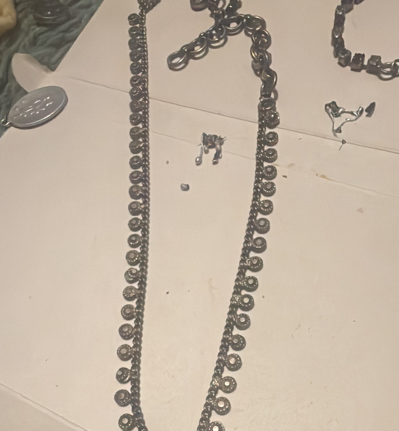 Silver-Tone Coin Charm Necklace