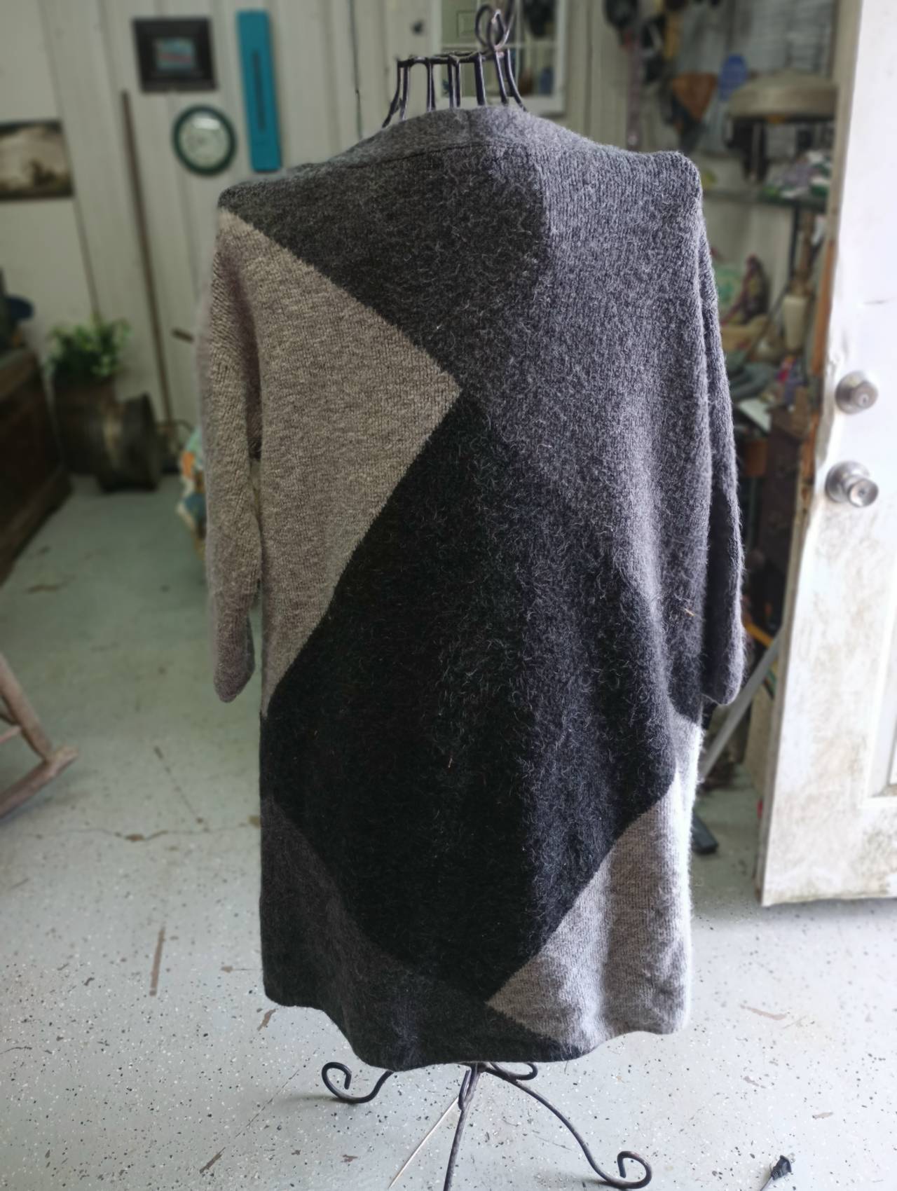 Open Front Colorblock Knit Cardigan
