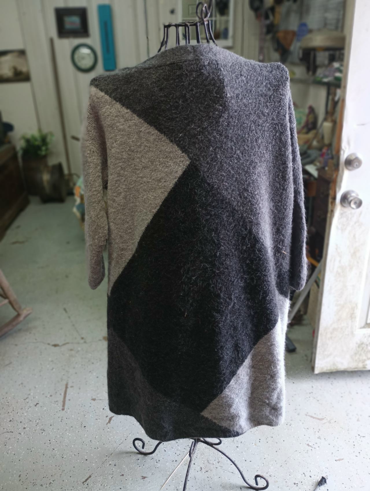 Open Front Colorblock Knit Cardigan