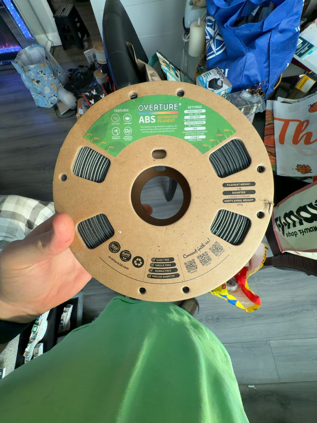 Overture ABS Filament 1.75mm Spool BLACK