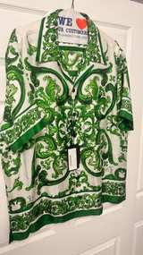 Brand NEW Dolce & Gabbana Men's Green Majolica Print Silk Shirt SIZE 44 - Image 7