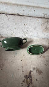 Mount Clemens Petalware Green Round Covered Vegetable Bowl - Image 2