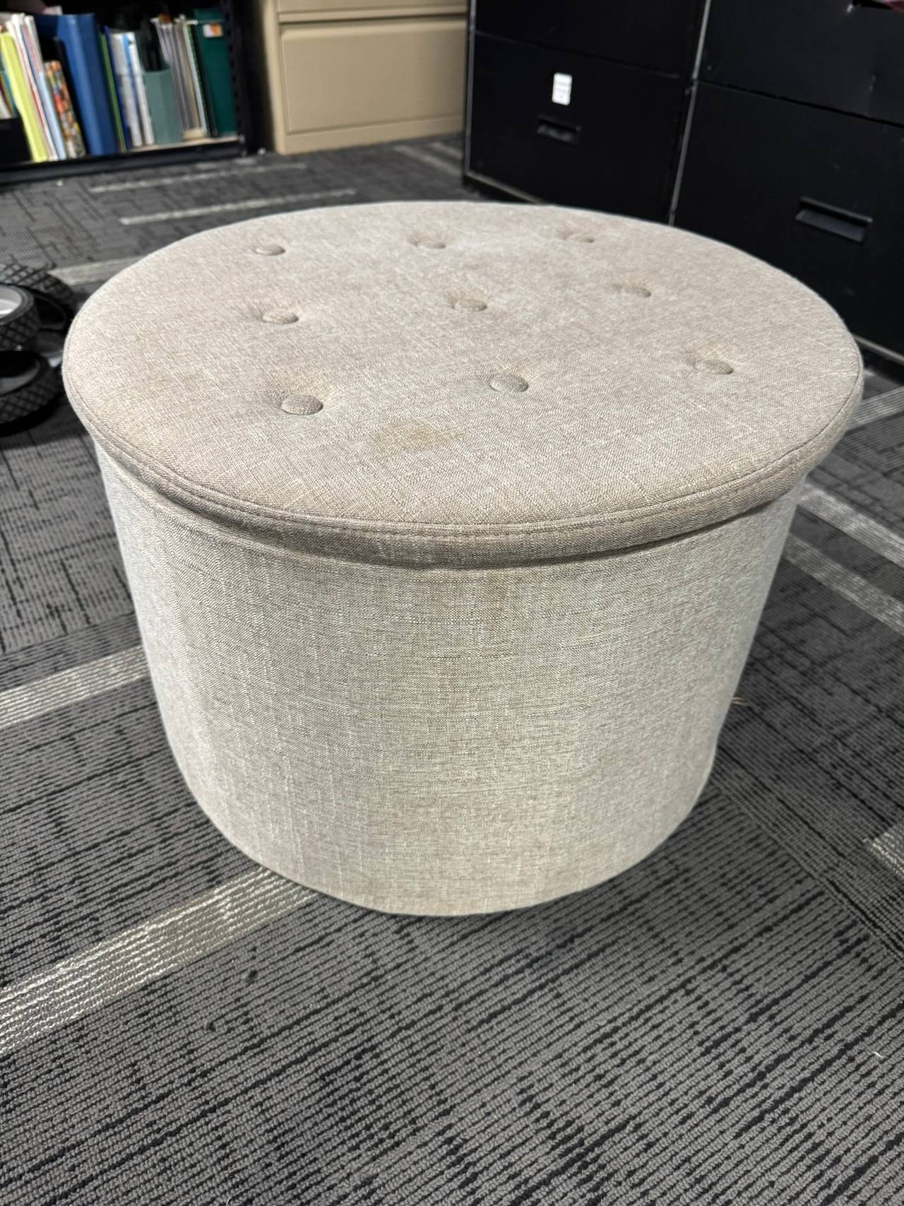 Round Tufted Shoe Storage Ottoman