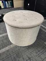 Round Tufted Shoe Storage Ottoman - Image 1