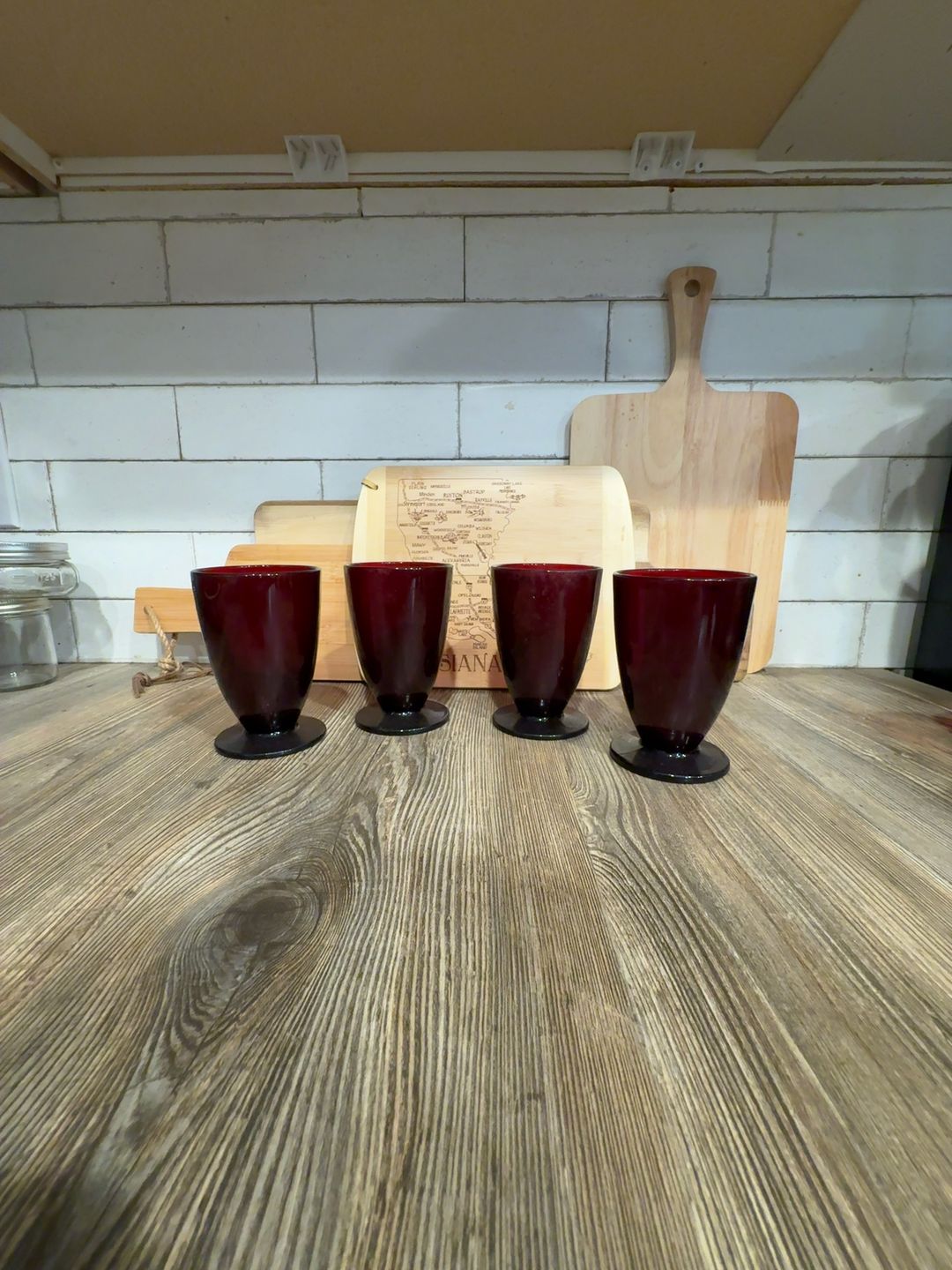 Anchor Hocking Royal Ruby Red Footed Wine Glasses