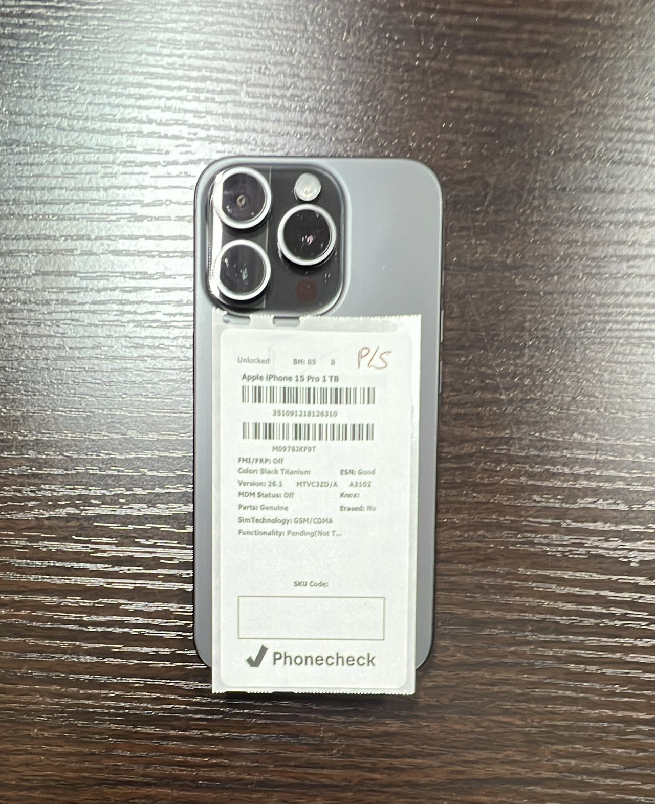 Apple iPhone 15 Pro 1TB Black Titanium-Physical Sim