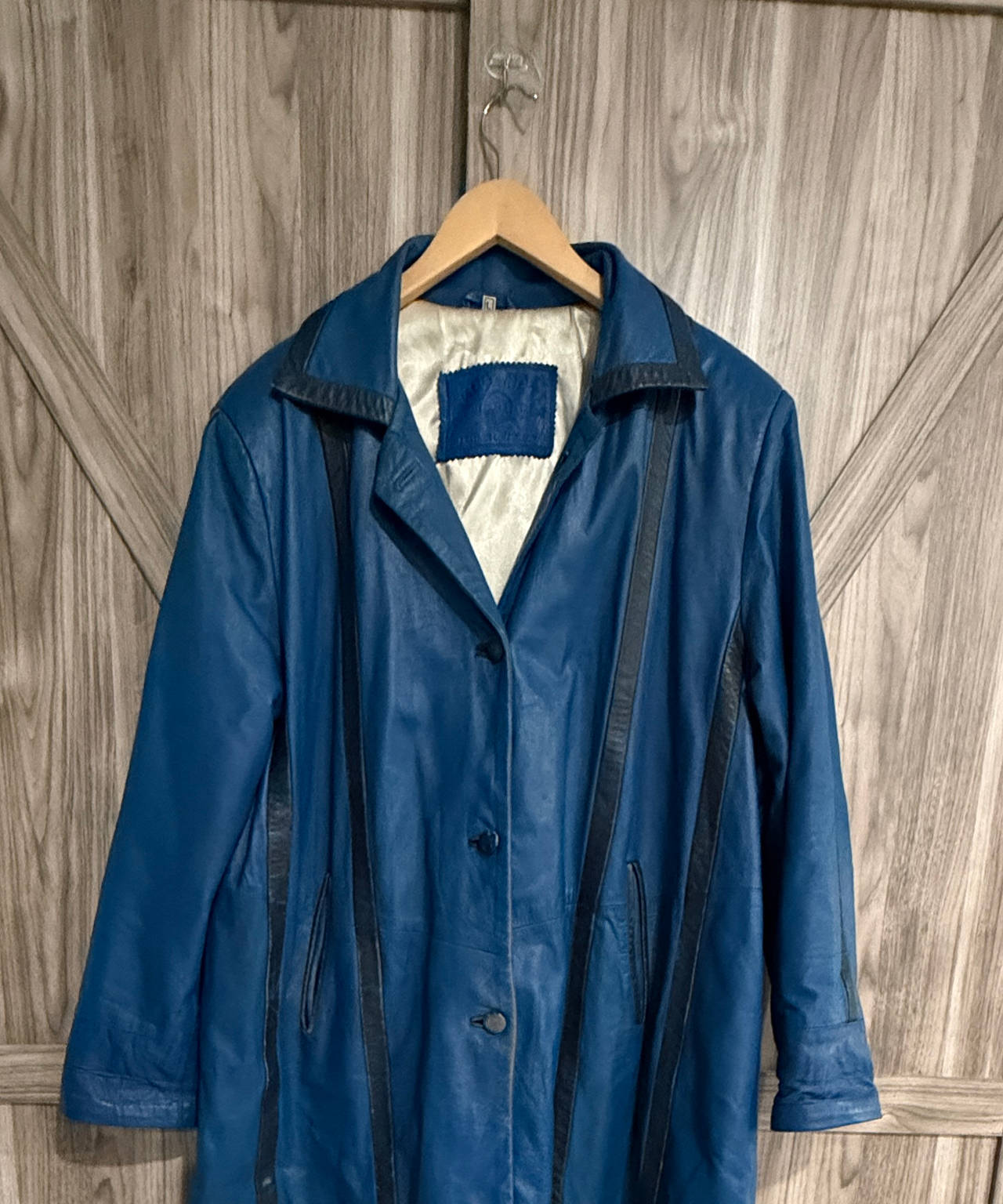 KUS-HAN Leather Blue Vintage Coat
